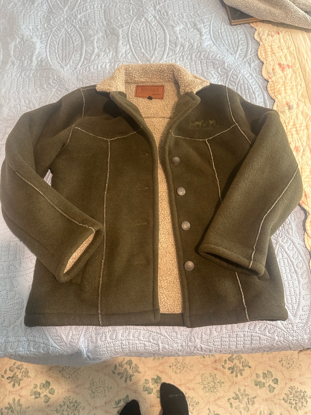 Outback Trading Co. Alpine Ponies Parka Sherpa Lined Fleece Jacket Green